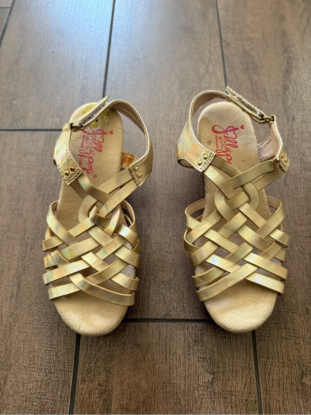Jellypop Girls Gold Woven Sandals for Girls Size 1